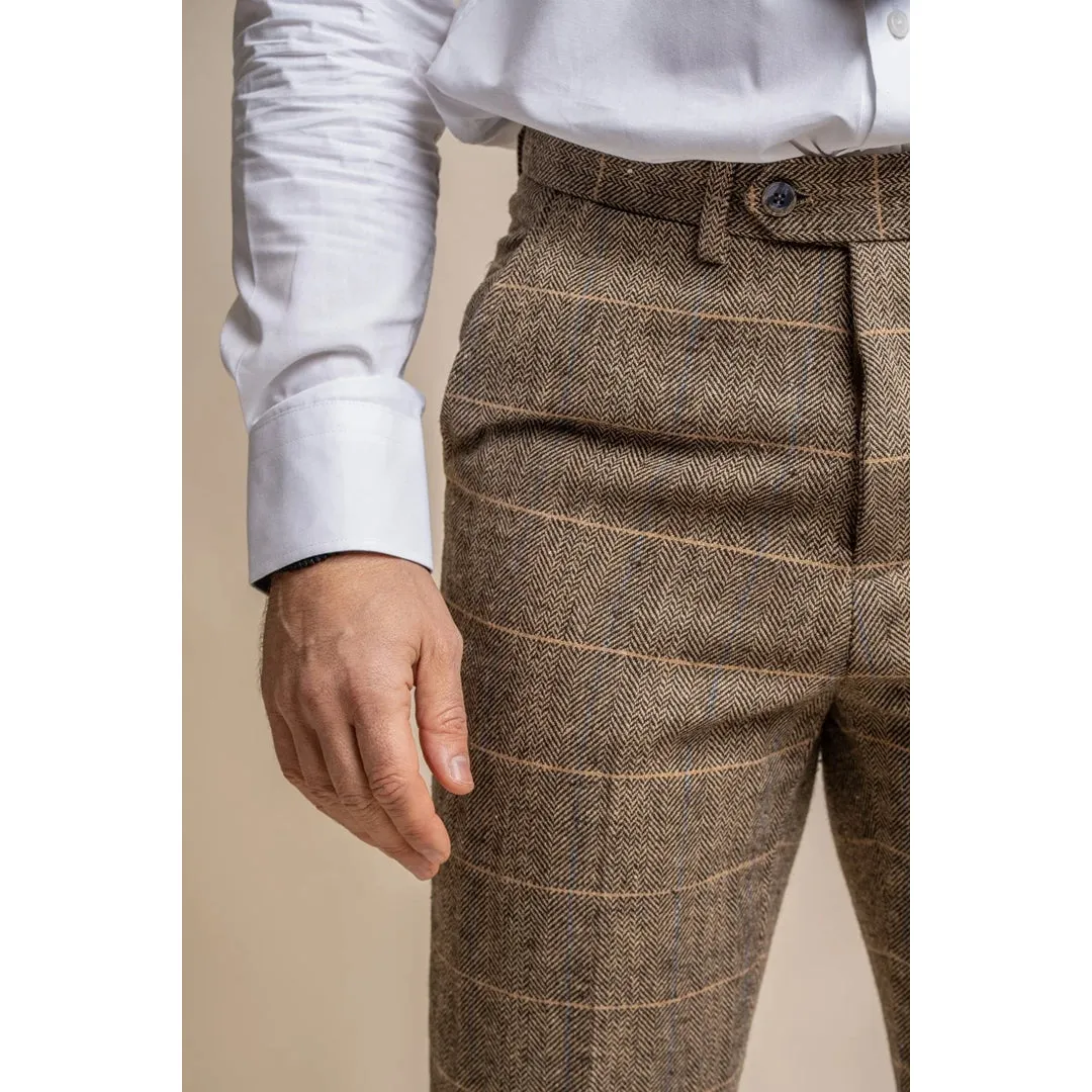 Albert - pantalones de tweed marrón marrón para hombres