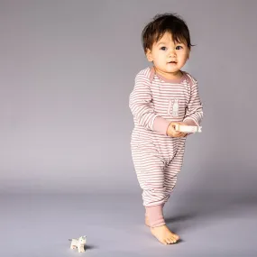 Baby Romper Wayan mangas largas rayas rosa pálido