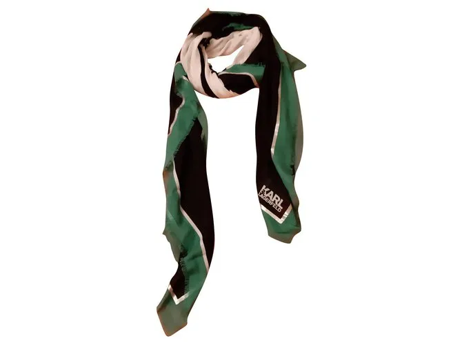 Karl Lagerfeld Bufandas de seda Negro Blanco Verde 