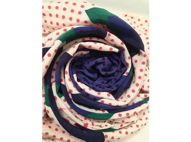 Nina Ricci Bufandas Blanco Roja Verde Azul oscuro 