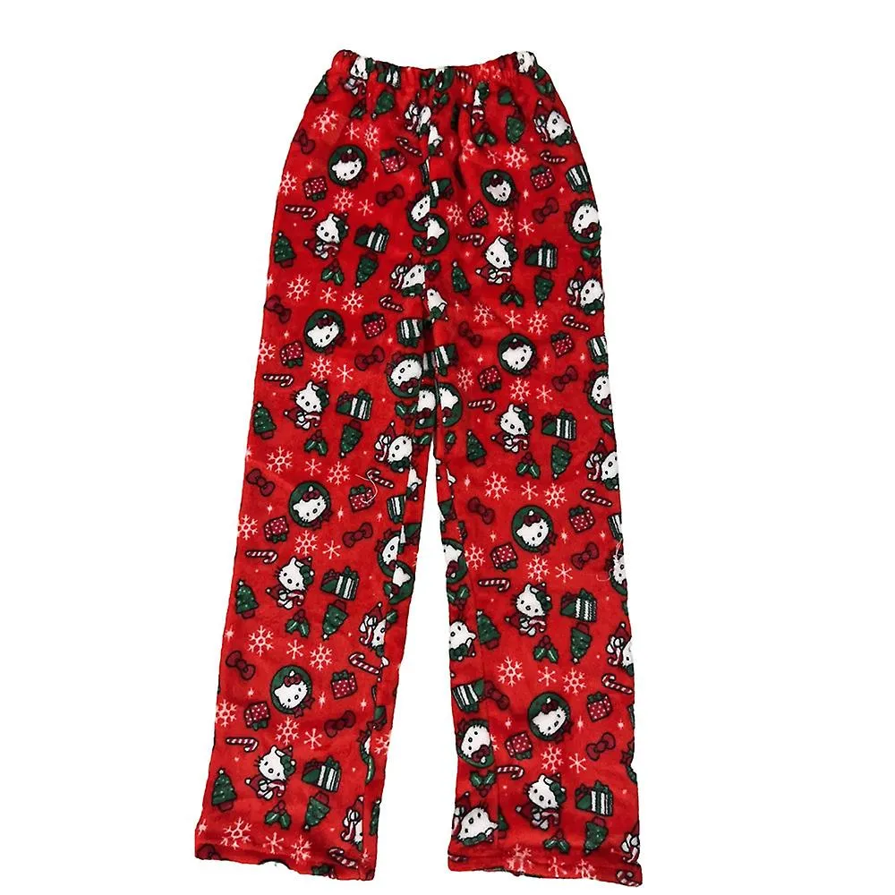 Regalos de Navidad Lady Party Hello Kitty Pijama Estampado Pantalones Ropa de dormir cálida Pantalones de dormir