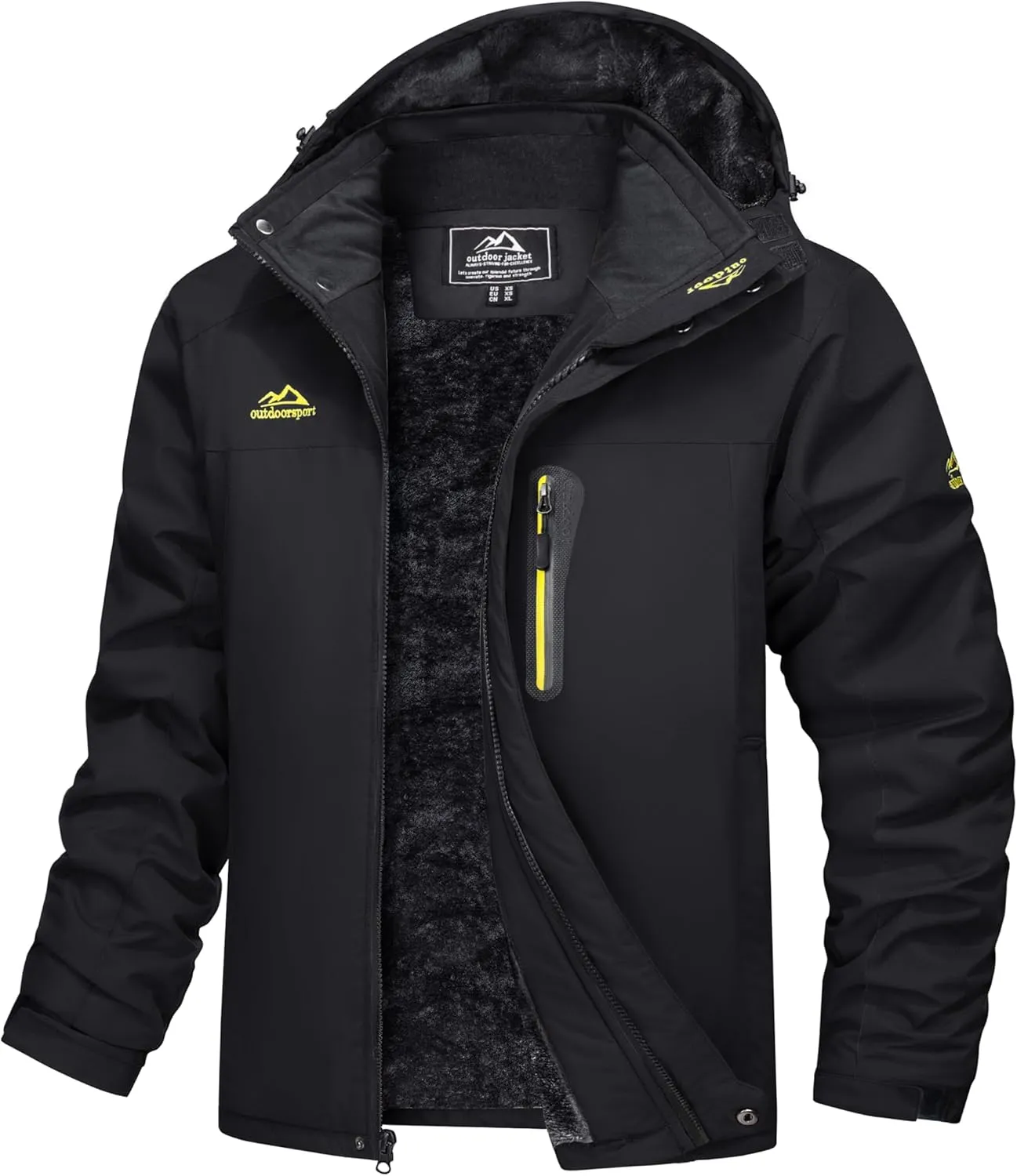 TACVASEN Chaqueta de Senderismo Impermeable para Hombre Cálida Chaqueta de Lana Chaqueta de Esquí al Aire Libre Chaqueta con Cap